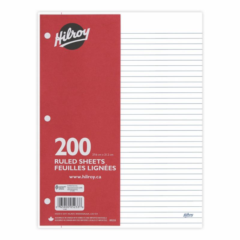 Hilroy Loose Leaf Lined Paper 200 sheets